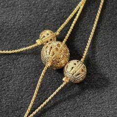 Avon Gold Tone Multi Strand Beaded Necklace Layered Filigree Station 16-19”
