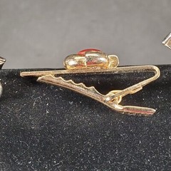 Lord Newport Mens Flower Opal Stone (?) Cufflinks & Tie Bar Set Vintage