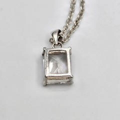 Necklace Crystal Pendant Square Shaped Signed JLO Silver Tone 18″ L SKU 2239
