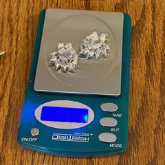 Vtg MONET Clip On Earrings Silver Tone Pear Cut Rhinestone Crystal Cluster EUC