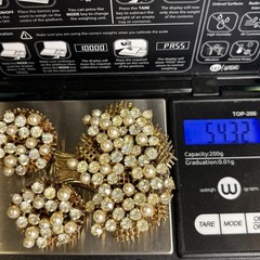 Vtg Francois Coro Rhinestone Pearl Tree Demi Parure Brooch Screw Back Earrings