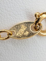 Vintage Trifari TM Bracelet Gold Tone Black Seed Bead Braided Link 7.5in Signed