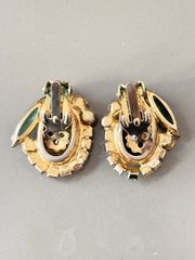 Vintage Verified JULIANA Green Art Glass Bracelet Brooch/Pendant Earring Set