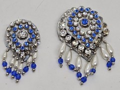 Vintage MCM Mid Century Blue Rhinestone Dangling Teardrop Brooch Pin & Pendant