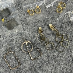 Vintage Mixed Earrings Lot 14 Pairs Stud Hoop Dangle Clip On Gold Silver