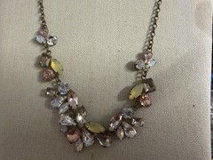 Vintage Unbranded Gold Tone Adjustable Length Rhinestone Statement Necklace