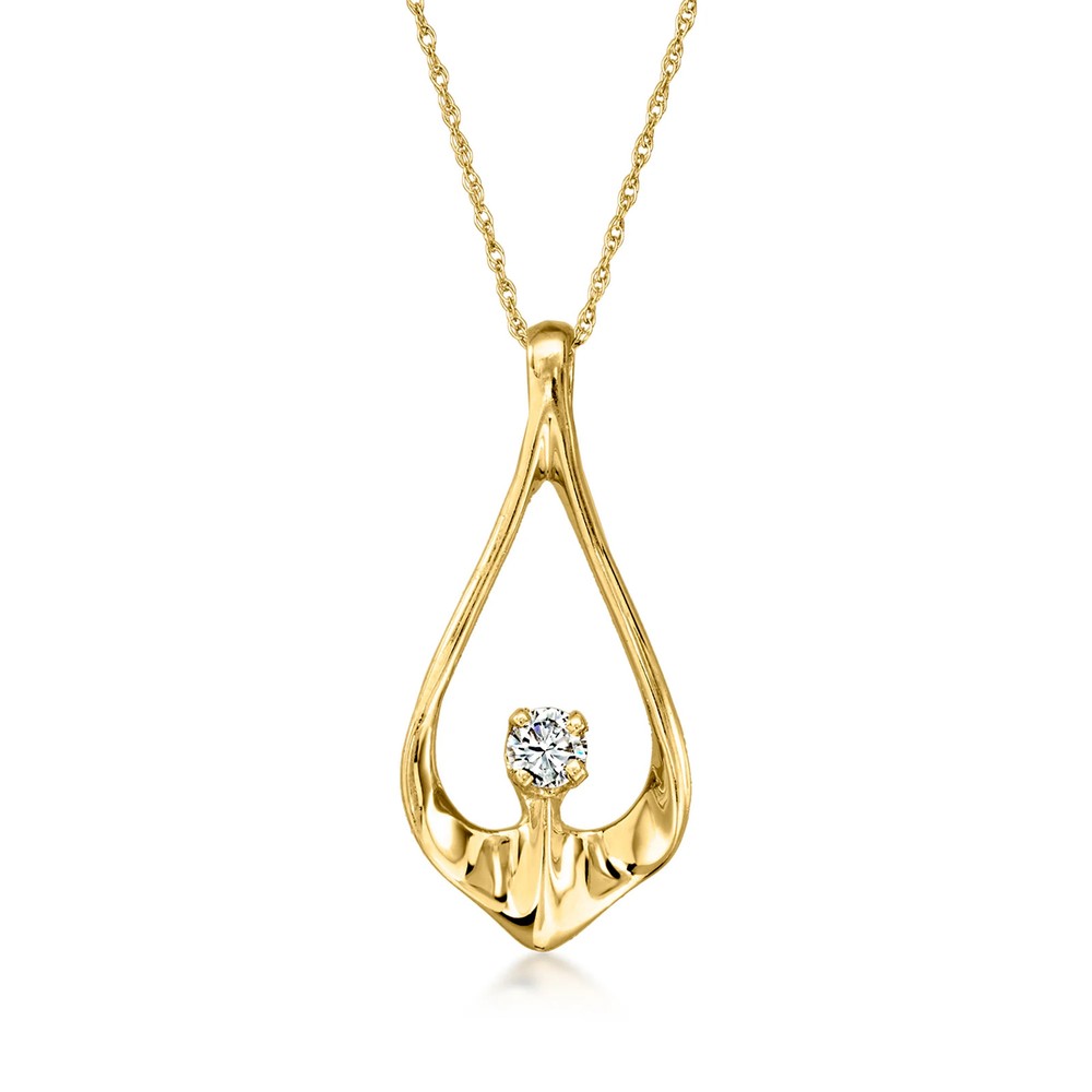 Vint Diamond Open Teardrop Ncklc in 14k Gold 18 inches