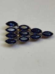 Lot 7 Antique Rhinestone Pavé Art Deco Dress Clips, Buckle, Sapphire Blue Purple