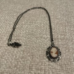 Vintage Silver Cameo And Chain 800 Silver Pendant Chain Marked Sterling