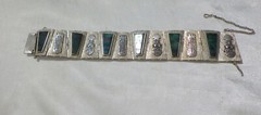 HVY. STERLING PERUVIAN BRACELET W, TURQUOISE STONES 7″ wt. 74 grams