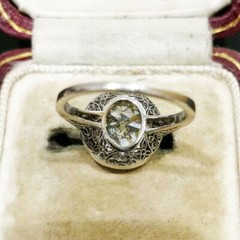 Art Deco Lab-Created Diamond & Emerald Halo Wedding 14K White Gold Filled Ring