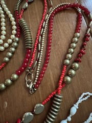 VINTAGE JEWELRY LOT Of 8 Very Long Beaded Necklaces, Glass Metal Plastic 46”-60”