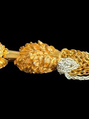 Eisenberg Hedgehog Braided Chain Necklace Gold Tone White Enamel