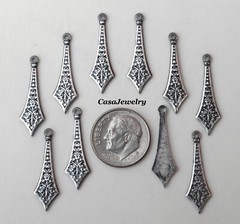 #0402 ANTIQUED STERLING SILVER PLATED EARRING DROP W/TOP HANG RING – 12 Pc Lot