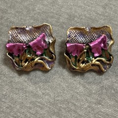 Big Bold Vintage 1980s Memphis Polymer Clay Clip On Earrings Abstract Metallic