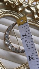 Antique Victorian GF Crescent Moon Paste Stone Brooch Pin Estate