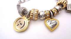 Fabulous Brighton Holy Bible, I Love You & Wink Smiley Sliding Charm Bracelet