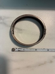 Vintage Hinged Bangle Bracelet 800 Silver Engraved Floral clasp 27 grams