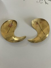 Vintage Brass Earrings-Lot Of 3- Statement Pieces