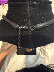 Chico’s Vintage Gold-Tone Mosaic Geometric Pendant Necklace on Black Cord