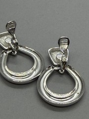Vintage Monet Silver Tone Door Knocker High Polish Silver Tone Earrings 1.50″