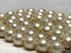 Vintage Akoya Cultured Pearl Necklace 15in Choker 7.8mm Cream Knotted Silver