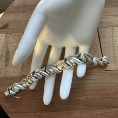 Vintage Italy Link Bracelet 7 Inch Modernist Floral Petal 925 Sterling 19.0g