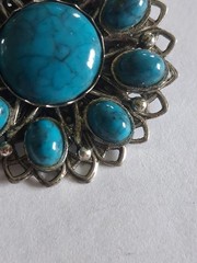 Vintage Faux Turquoise Cabochon 70s Heirloom