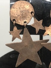 Vintage High End Fashion Jewlery Copper Moon & Stars Clip-on Earrings