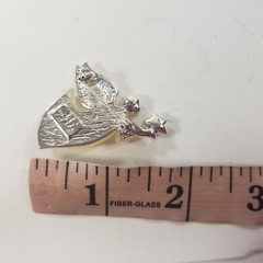 Stunning Vintage AAI Silver Toned Glitter Lucite Acrylic Angel Brooch