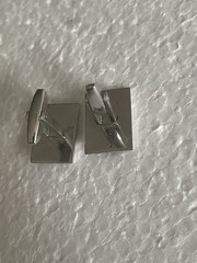 Cufflinks Mr X Sterling brushed and polished silver Tone bullet backs 3/4″