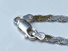 Italy MILOR Sterling Silver Rhodium Plated 2 Tone 24” Flat Rope Necklace ~ 19.7g