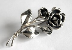 Antique brooch Rose silver 835 jeweler Theodor Klotz TEKA Niměčina Germany Mark
