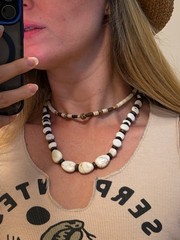 Vintage Boho Genuine White Howlite & Natural Shell Layered Necklace Set