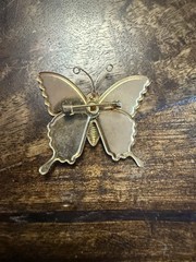 Set of 5 Vintage Gold Tone Multicolor Glitter Butterfly Pins Circa 1970s-1980s