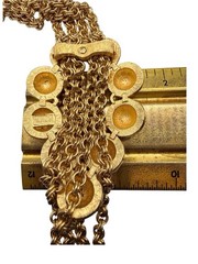 Trifari Lariate Necklace Pendant Gold Trifarium Textured Disc Grapes 4 Dangles 8