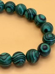 Green Malachite Stone Round Bead Stretch Bracelet Gemstone