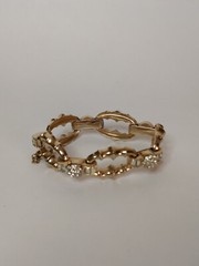 Vintage Barclay Costume Gold Tone Clear Rhinestone Round Link Bracelet Old Money