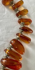 Amber Baltic Honey Cognac Necklace Choker 81.7g Rare VTG Silver Plated Read