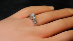 NICE Ladies 14K White Gold .78 Ct TW Princess Cut Diamond Wedding Ring, Size 6.5