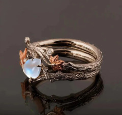 Golden Maple Leaf Ring Vintage Antique Golden Branch Maple Leaf Ring – Men,Women