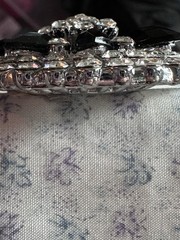 Sparkling Black Marquise And Clear Round Rhinestone Brooch Silver Tone Statement
