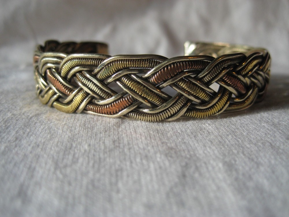 Three metal weave Tibetan Buddhist medicine bracelet. Copper, brass… Bracelet1