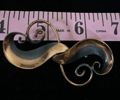 Vintage Bell Trading Post Copper Scroll Pin 2.5 Inches Beautiful Patina Toning