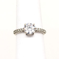 Vintage Elegant RING Silver 925 with Bright Stone -size: 8.5US (18.5mm)| UA #57