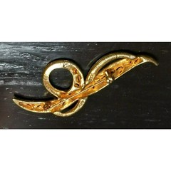 Vintage Avon Loop Brooch Pin Silver Tone and Gold Tone Clear Rhinestones