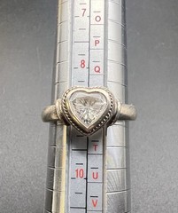 .925 Sterling Silver Ring CZ Heart Size 9 Thailand Vintage Ring