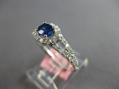 ESTATE .99CT DIAMOND & AAA SAPPHIRE 14KT WHITE GOLD 3D CLASSIC HALO LOVE RING