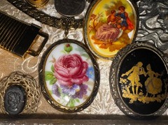 Huge Estate Heirloom Cameo Vtg Mod Romantic Jewelry Lot Brooch Locket Flowers