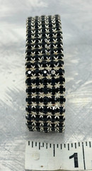Bracelet Tiny Black Faceted Stones In Ornate Silver Tone Links Stretch Vintage